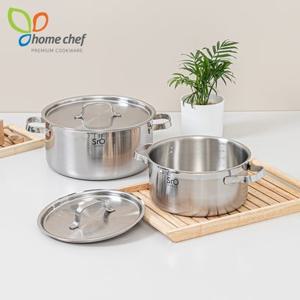 [홈셰프] SrO 통3중 스텐 냄비2종세트(D형)