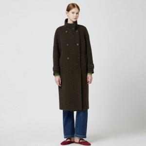 알파카 블렌드 하이넥 더블 롱코트 C254MSG177