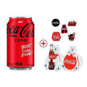 [APP전용](본사직영)코카콜라 제로 350ml캔 24개입+ 증정품 (코카콜라 그립톡 2종 랜덤발송+코카콜라 스티커