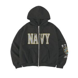 [UNISEX]기모NAVY투웨이후드집업/크롭 후리스 오버핏 기모 빈티지 남여공용 기모 패딩 니트 후드집업 니트가디건