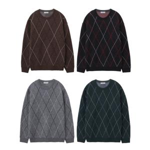 UNISEX울아가일라운드니트/아우터 크롭 워싱 빈티지 빅사이즈 기모 니트 가디건