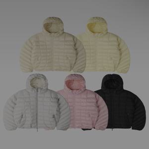 [UNISEX]네모네모경량패딩/아우터 크롭 워싱 오버핏 빅사이즈  남여공용 기모 패딩