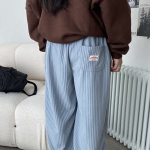 라벨링 뒷포켓 골지 밴딩 와이드 조거 팬츠 트레이닝