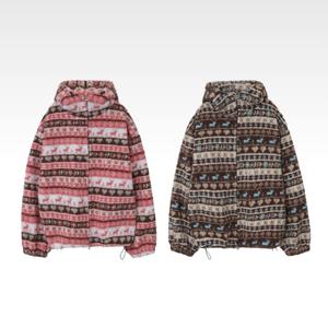 [UNISEX]꽃사슴덤블후드집업/ 크롭 골덴 무스탕 경량패딩 양털 아우터 노르딕 후리스집업 퍼후드집업 남여공용