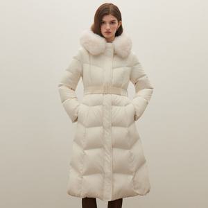 벨티드 구스다운 롱 패딩코트 S254M853