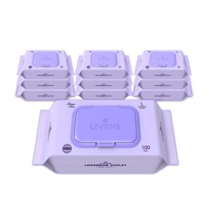 [APP전용] 리벤스 라벤더 바이올렛 대용량  아기 물티슈  캡형 100매(10팩/20팩)