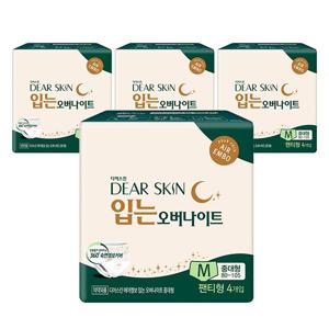깨끗한나라 디어스킨 에어엠보 생리대 입는 오버나이트 중대형 4P x 4팩