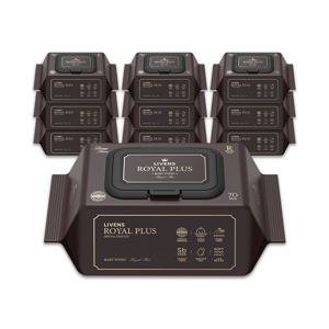 리벤스 시그니처 로얄 플러스 도톰한 엠보싱 물티슈 캡형, 70매, 75g, 10세트