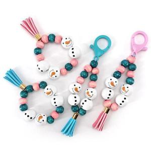 5set 우드 눈사람 비즈팔찌만들기 키링만들기 구슬 세트 소원