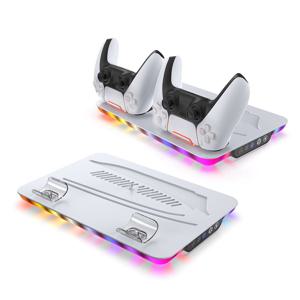 PS5 슬림 호환 쿨링스탠드 듀얼센스 컨트롤러 충전 플스5 거치대 플레이스테이션5 DOBE TP5-35103 다양한 조명 선택