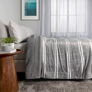 코스트코 Life Comfort 리버시블 셔파 담요 248 x 233cm - 그레이 부드러운 감촉 대형 사이즈