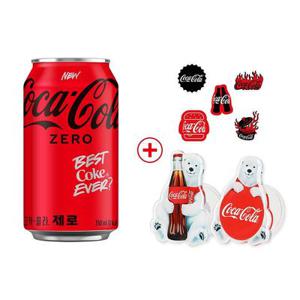 [APP전용](본사직영)코카콜라 제로 350ml캔 24개입+ 증정품 (코카콜라 그립톡 2종 랜덤발송+코카콜라 스티커
