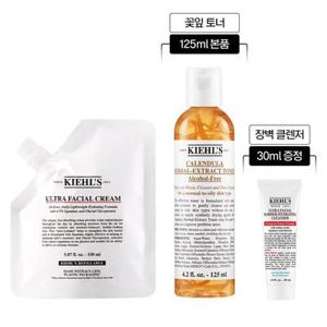[12] 키엘 수분크림 리필 파우치 150ml 세트 (+토너 125ml 본품, 클렌저 30ml)