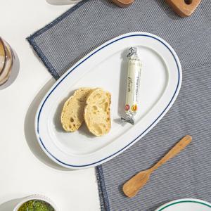 스페인 명품그릇 폴바살 파스타 그릇 예쁜 브런치 플레이트 블루 오벌접시 M (22.5cm)