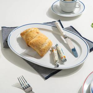 스페인 명품그릇 폴바살 파스타 그릇 예쁜 브런치 플레이트 블루 오벌접시 L (27.5cm)