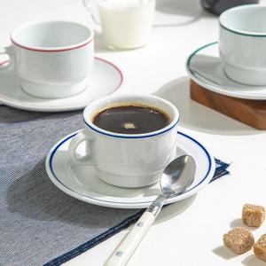 스페인 명품그릇 폴바살 파스타 그릇 예쁜 브런치 플레이트 블루 커피잔세트 (210ml)