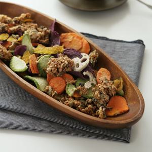 아카시아 우드 감성 캠핑그릇 타원 볼 2size