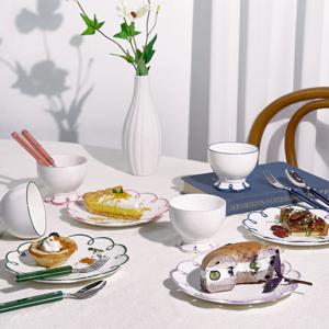 위즐리 레트로 빈티지 라인 플라워 디저트 접시 볼 홈카페 세트