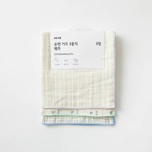 순면 거즈 3중직 행주3P_30X30cm_그리드 플라워