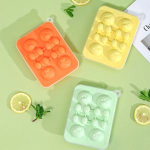 귀여운 곰돌이 베어 실리콘 아이스몰드 홈카페 음료 4구 얼음틀 (3 color)
