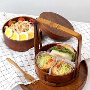 우드 손잡이 피크닉 찬합 도시락통