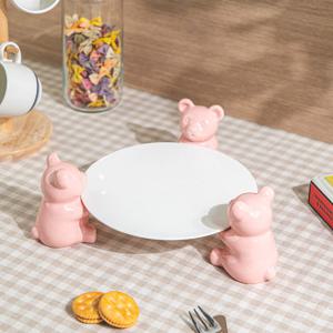 곰돌이 케이크 트레이 스탠드 원형접시 1호 (3 color)