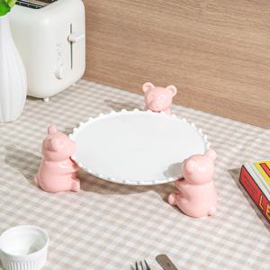 곰돌이 케이크 디저트 스탠드 물방울 접시 3호 (3 color)