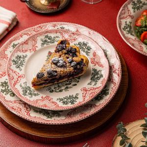 존슨브라더스 크리스마스 트리 라인 레드 미니 디저트 플레이트 8인치 접시 (21cm)