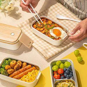 데일리 화이트 스텐 2단 직장인 학생 밀프랩 도시락통