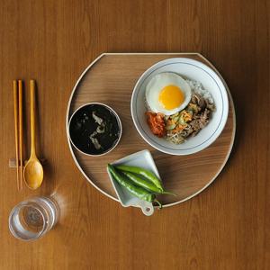 베이지  우드 컷팅 트레이  반달 나무 쟁반