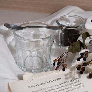 [1+1] 레트로 조각 카페 유리컵 L (420ml)