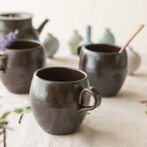 옹기 쌍화차컵 머그잔 물컵 대추차 전통 찻잔 국내 수작업 머그컵