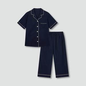 여 코튼 시어서커 7부 파자마 세트_솔리드 (2colors)