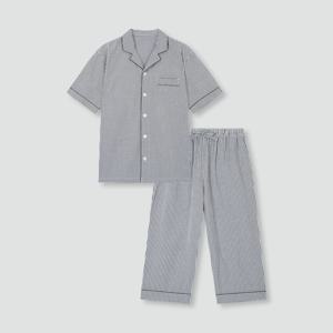 남 코튼 시어서커 7부 파자마 세트_체크 (3 colors)