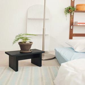 블랙 사각 스툴 가로형 원목 화분 받침대 식물 진열대 선반