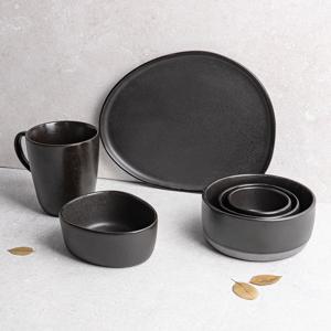 미니멀 스톤 도자기 그릇 1인 베이직 한식 세트 6P