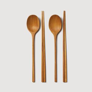 티크우드 어른 수저 2조