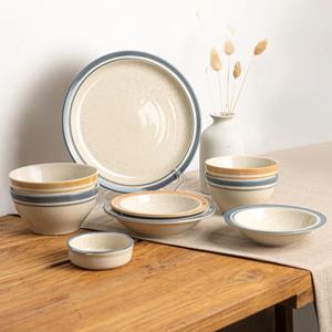 일라 파스텔 라인 접시 그릇 2인 B 한식 식기세트 9P