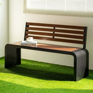 미드 등벤치 1200mm 철재 수지목 야외벤치 인테리어 마당 펜션 공원 의자