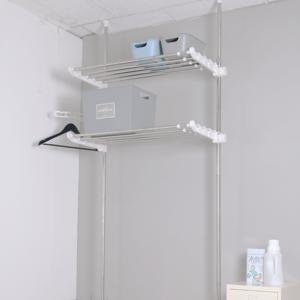 기둥접이식 폭조절 세탁기/김치냉장고 2단 선반