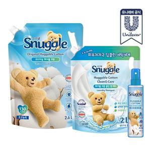 스너글 올인원 리필세트 딥클린 세제 2L+섬유유연제 2.6L+탈취제 150ml