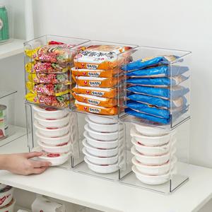 1+1큐브 라면 정리함 투명 디스펜서  팬트리 수납 박스 다용도 간식 과자 보관함