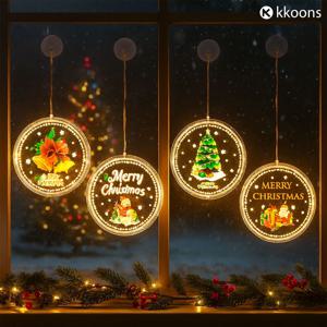 창문에붙이는 3D원형 크리스마스 창문조명 산타 트리 눈사람 장식 커튼조명 21cm