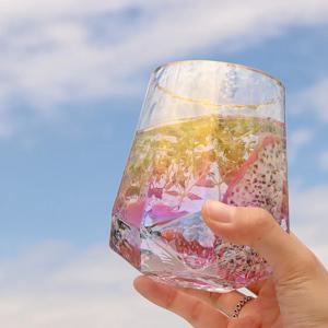 미스틱 골드 홀로그램 오로라 유리컵 언더락 (550ml)