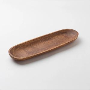 자주 담는 아카시아 긴 타원 접시_31cm