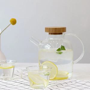 홈카페 우드캡 내열 유리 티포트  주전자 와이드티팟