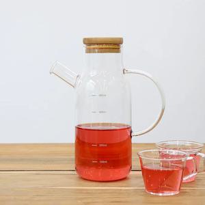 홈카페 우드캡 내열 유리 티포트  주전자 슬림티팟