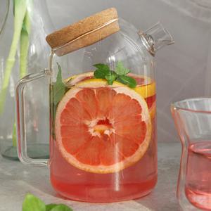 까사무띠 이중 내열 글라스 코르크 물병(1100ml)