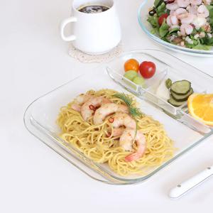 내열강화 글라스 나눔접시 직사각 글라스 (핸들형)