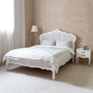 엘리제 프렌치 엔틱 침대 프레임 원목 라탄 Q